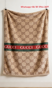 Gucci Beige Monogram & Web Stripe throw Blanket IMG_2668
